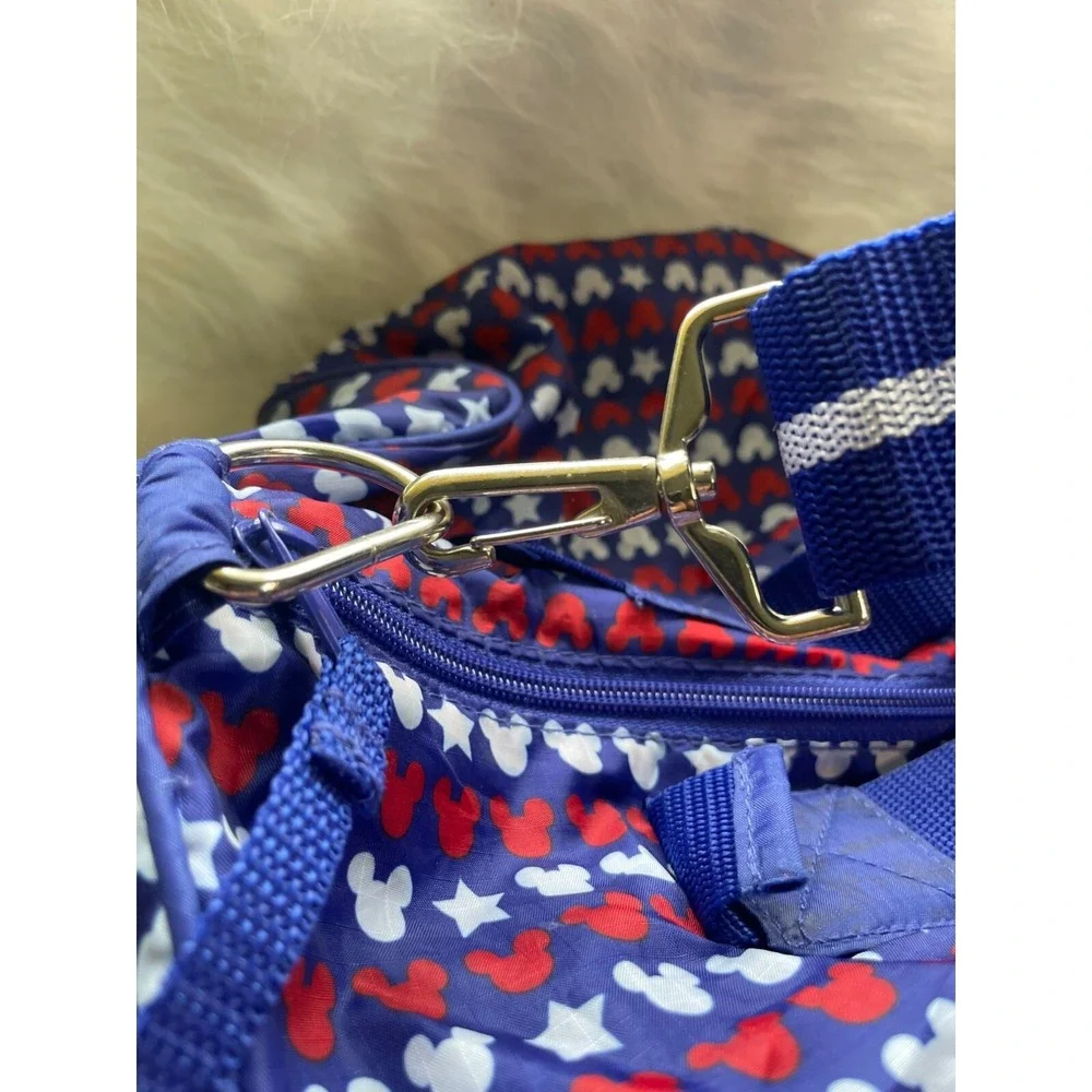 Mickey Mouse Blue & Red Patterned Duffel Bag With Sequins & Stars